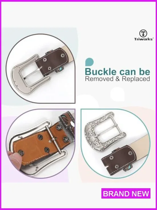 Western Belt Rhinestone Buckle Adjustable Faux Leather Cowgirl Style Accessory - Picture 5 of 7